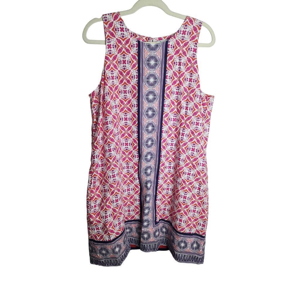 Tommy Bahama Tropical Terazza Linen Shift Dress Pink Mandala sz L beach boho - Picture 2 of 11
